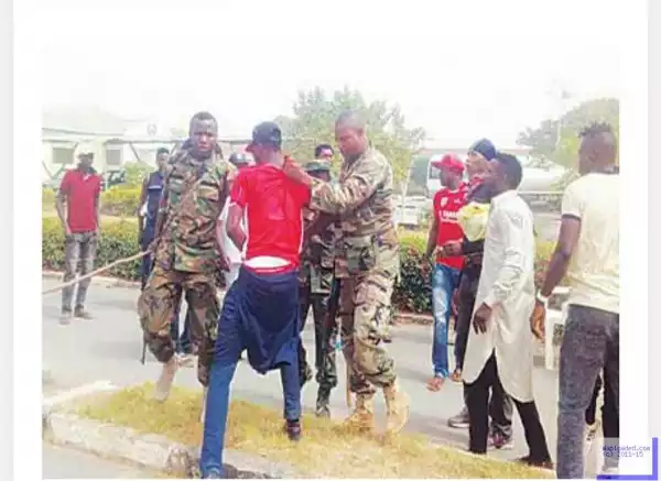 Photo: Soldiers Brutalize FC Taraba Players For Protest Over Unpaid Salaries